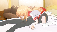 Slutty hentai schoolgirl fucks with dark shadow in 69 position