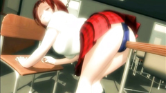 Huge dildos penetrates in tight anal and pussy holes of busty schoolgirl