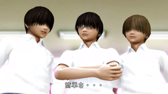 Three horny guys fucks one skinny princess on the floor