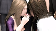 Two teen 3D lesbian schoolgirls in mini-skirt satisfy men in public transport