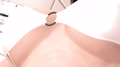 Robo-tentacles fucking beautiful brunette dressed in white bikini