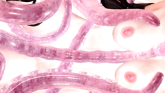 Wet tentacles gently wrapped the 3D girl in black stockings