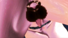 Perfect 3D Hentai : Busty girl samurai constantly swallows cum of man in black suit