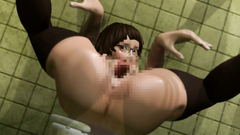 Man brutally fucked in 3D Sexy girl her pussy in a public toilet, creampie final