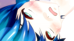 Pretty 3D hentai blue-hair teen in a strange stockings lets big cock in her pussy