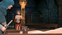 Skinny redhead girl undergoes violent BDSM sex games in the basement of the castle