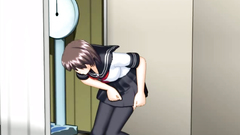 Young hentai schoolgirl with big tits gets dildo in her wet shaved twat