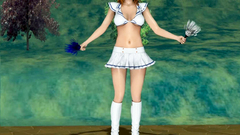 Muscular woman with a rubber cock forcing girls to jump on its cock