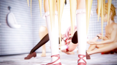 Horny 3D hentai Emo teen with pink hair likes to be between two cocks | BDSM