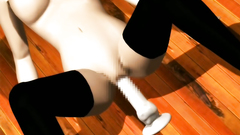 Young brunette in stockings rides a dildo and after gets cum on face