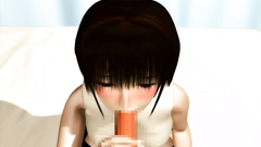 Young brunette in stockings rides a dildo and after gets cum on face