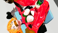 Ugly tentacles penetrate the sexual organs of a girl dressed in a gorgeous latex clothes