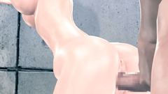 Skinny 3d diva with tiny holes gets screwed by a huge dick