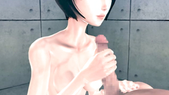 Hot 3D skinny brunette sucks and riding a cock in POV style