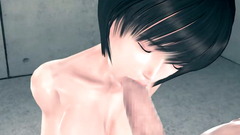 Hot 3D skinny brunette sucks and riding a cock in POV style