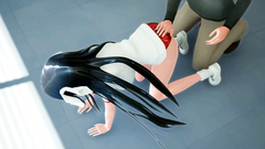 Cumshot after a great titjob by a stunning 3d babe with long black hair