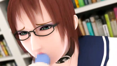 Titjob by a horny school girl with big tits and tiny mouth fucked by a many monsters