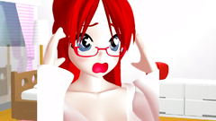 Amazing redhead in sexy stockigns and glasses masturbates her anal holes