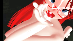 Amazing redhead in sexy stockigns and glasses masturbates her anal holes