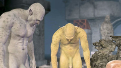 Huge goblins fuck a poor young 3d babe in all holes