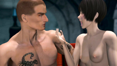 Hung dude is playing with a short haired brunette in hot 3d porn