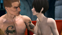 Hung dude is playing with a short haired brunette in hot 3d porn