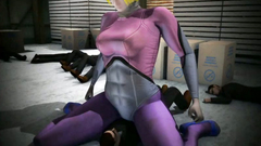 Woman of great size sits on the face of her submissive soldier