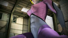 Woman of great size sits on the face of her submissive soldier