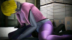 Woman of great size sits on the face of her submissive soldier