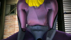 Woman of great size sits on the face of her submissive soldier