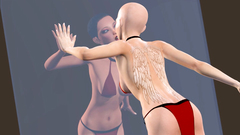 Sexy reflection in a magic mirror gives a horny lesbian babe what she wants