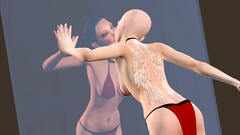 Sexy reflection in a magic mirror gives a horny lesbian babe what she wants