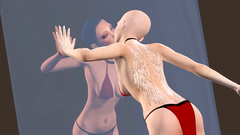 Sexy reflection in a magic mirror gives a horny lesbian babe what she wants