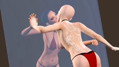 Sexy reflection in a magic mirror gives a horny lesbian babe what she wants