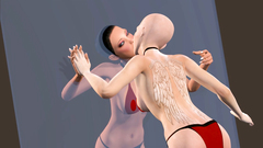 Sexy reflection in a magic mirror gives a horny lesbian babe what she wants