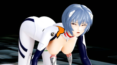 Blue haired hottie in sexy latex costume is fucking with kinky robo tentacles