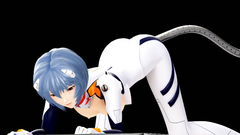 Blue haired hottie in sexy latex costume is fucking with kinky robo tentacles