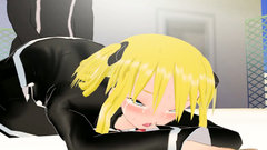 Blondy is crying because of pain in her tight young vagina in anime movie