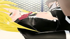 Blondy is crying because of pain in her tight young vagina in anime movie