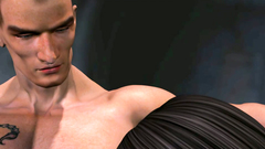 Hung mascular dude gets a blowjob from a skinny Asian babe