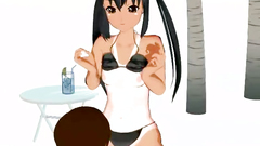 Asian hentai porn on the beach where a young couple fornicates hard