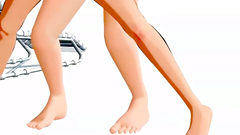 Asian hentai porn on the beach where a young couple fornicates hard