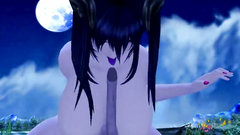 Big cock of a 3d creature gets titjob by a horny brunette with big melons