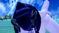 Big cock of a 3d creature gets titjob by a horny brunette with big melons