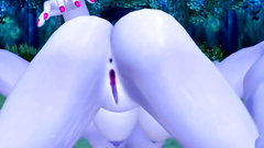 Big cock of a 3d creature gets titjob by a horny brunette with big melons