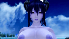 3d hentai video where a hot brunette with big boobs plays with her large breasts