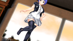 All holes penetration of a sexy hentai school girl in black stockings