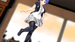 All holes penetration of a sexy hentai school girl in black stockings