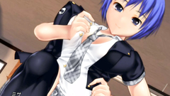 All holes penetration of a sexy hentai school girl in black stockings