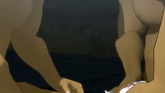 Sexy anime girl in the circle of kinky naked males of unknown origin